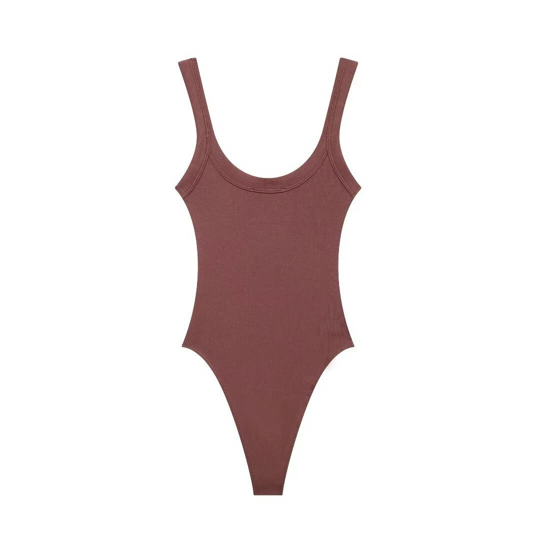 Skinny Ribbed Bodysuits for Women, O Neck, Straps, Snap-Button, Female Playsuits, Sexy Fashion