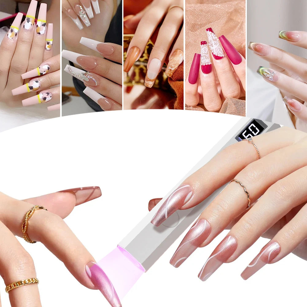 YIKOOLIN Portable Rechargeable UV LED Nail Dryer Mini Gel Polish Curing Lamp 2 Timing Modes USB Charging Manicure Tool Home Use