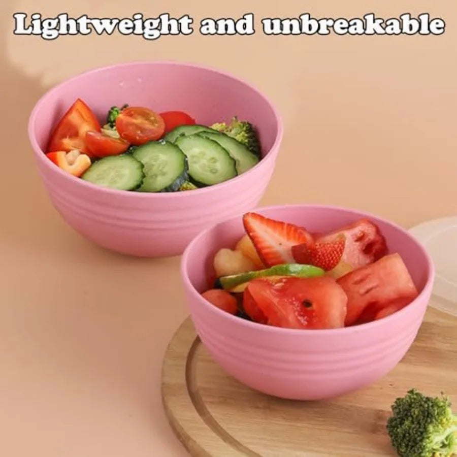 Unbreakable Wheat Straw Cereal Bowls Set of 4, 24 OZ Microwave and Dishwasher Safe Lightweight Soup and Salad Bowl Sets, Reusab
