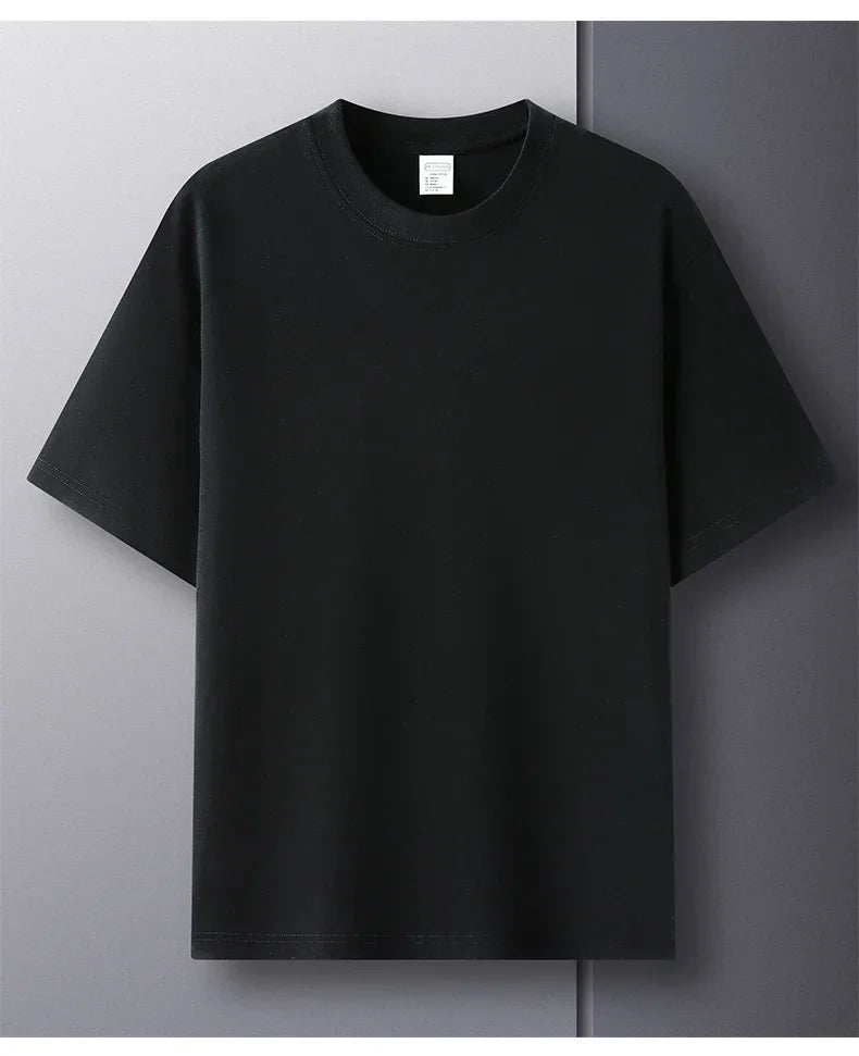 100% Pure Cotton Summer High-end Brand Men's Short Sleeve Round Neck Fashionable Style Half Sleeved Top Breathable T-shirt