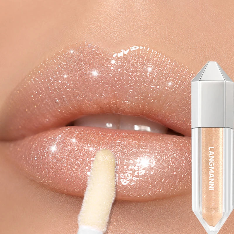 12Color Diamond Lip Glaze Pearl Sparkling Metallic Mirror Lip Gloss Moisturizing Gothic Black Rose Lipstick Halloween Lip Makeup