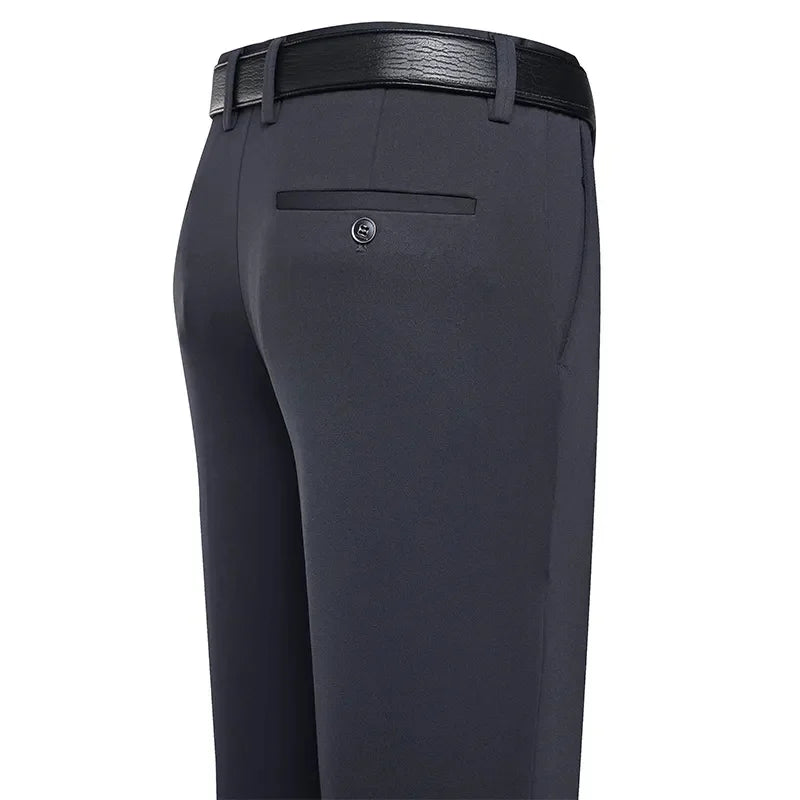 Men'S Trousers Summer Thin Business Casual Pants Classic Solid Color Elastic Comfortable Loose Straight Brand Men'S Wear