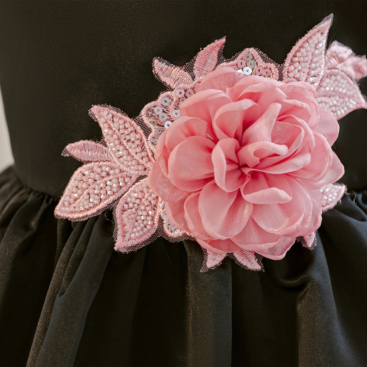 HETISO Tutu Flower Dresses For Children Black Kids Girls Birthday Princess Wedding Formal Party Ball Gown 2-10 Years