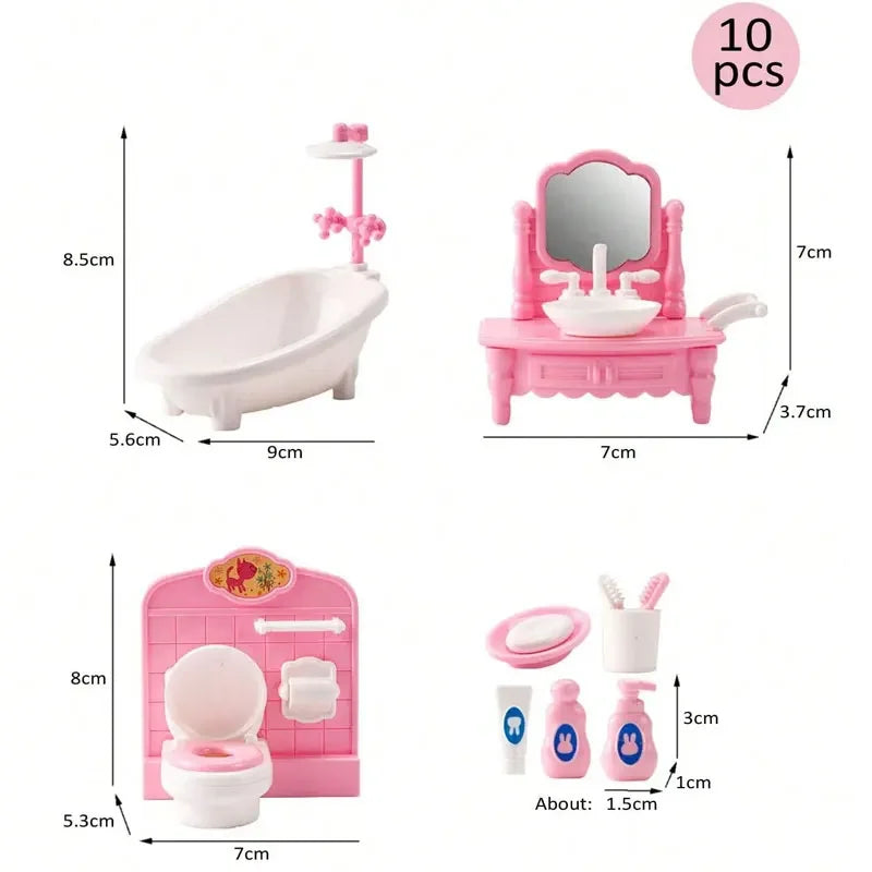 Children's mini doll house accessories pretend play toys family scene bedroom kitchen birthday Christmas children's gift