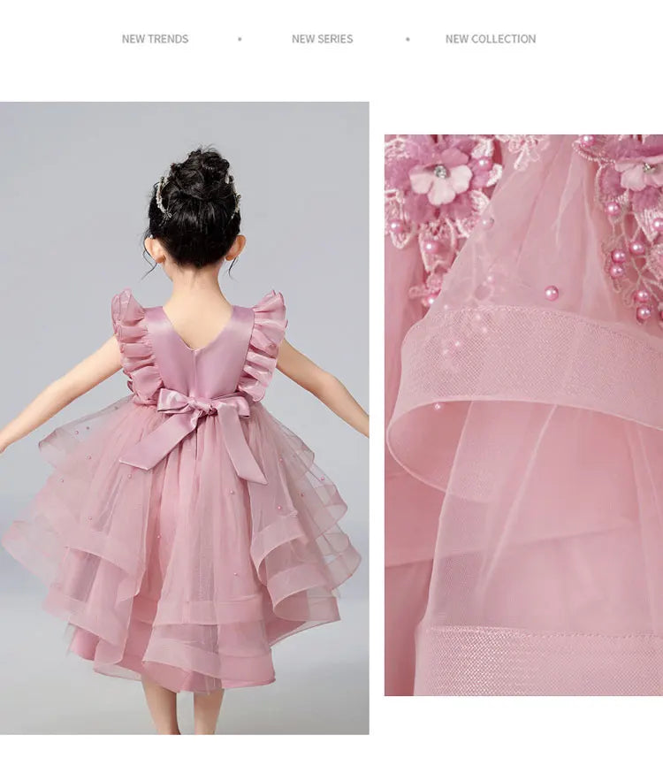 Fashion Flower Girl Dresses Sleeveless Lace Kids Clothes Girls Dress Summer Children Girls Party Dresses 4-14 Years