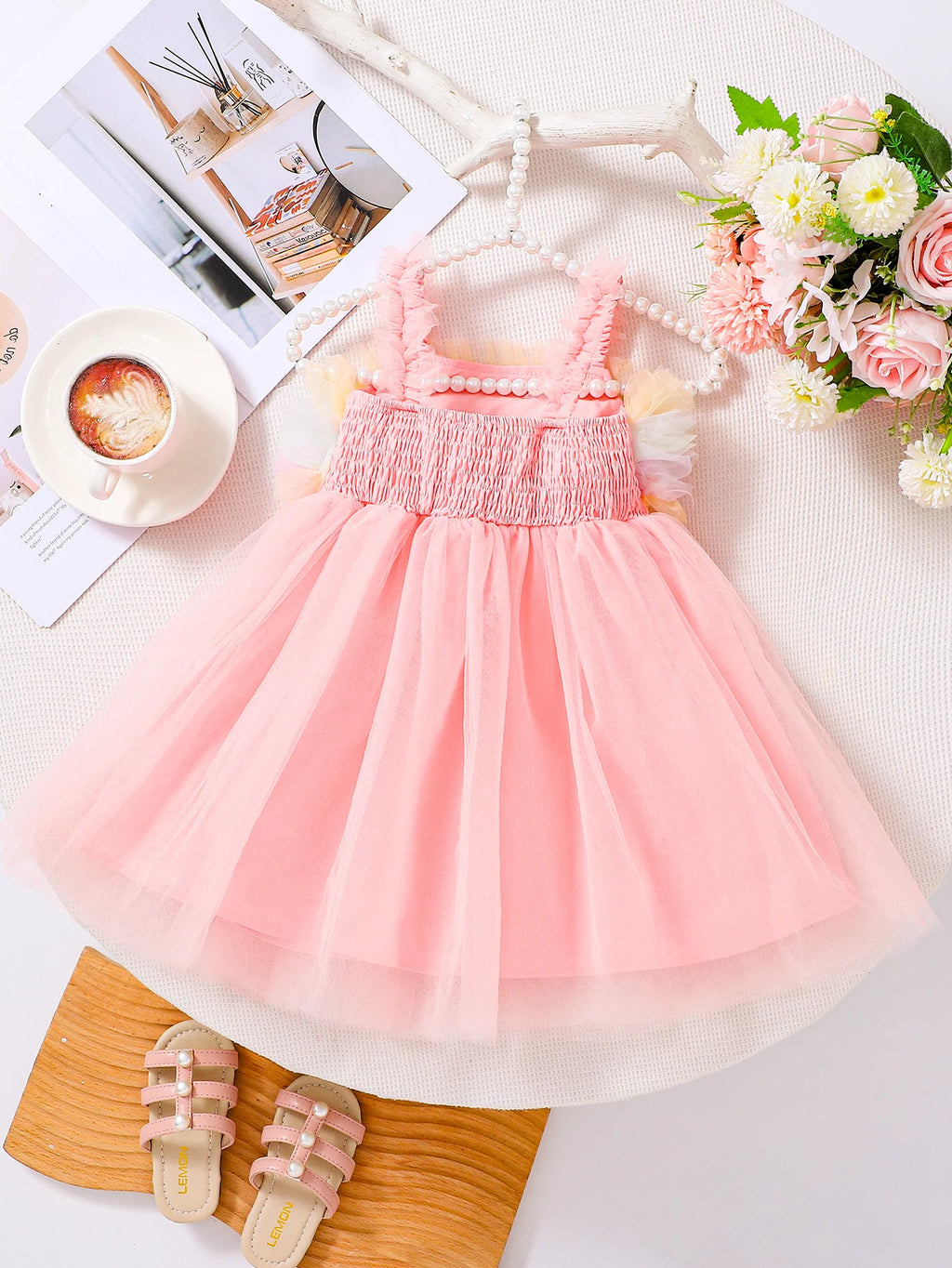 Girls Casual Summer Pink Mesh Sleeveless Dress Children's Fashion Lightweight Skirt for Girls Ages 4-12
