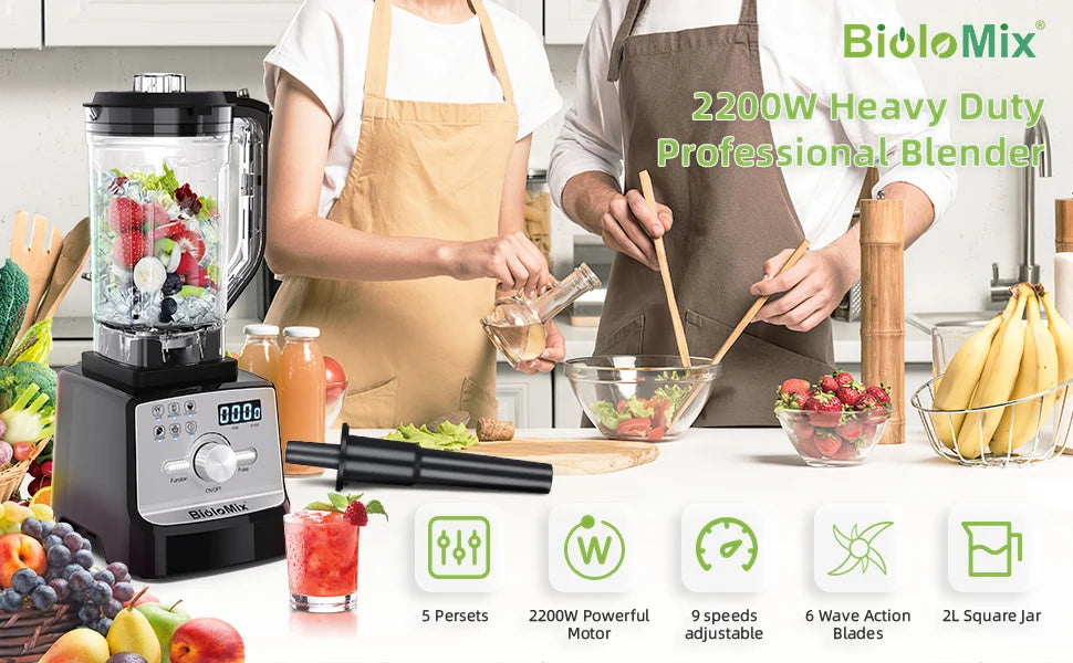 BioloMix 2200W Professional Blender for Smoothies And Juices Efficient Kitchen Appliance for Mixing Drinks