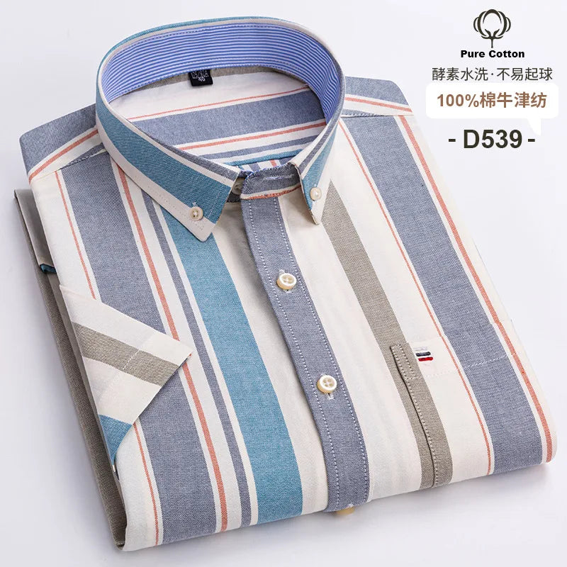 Men's Casual Short Sleeve Shirt - 100% Cotton Classic Fit 7XL