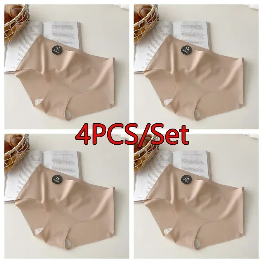4PCS Women's Seamless Mid-Rise Briefs - Soft Nylon Panties