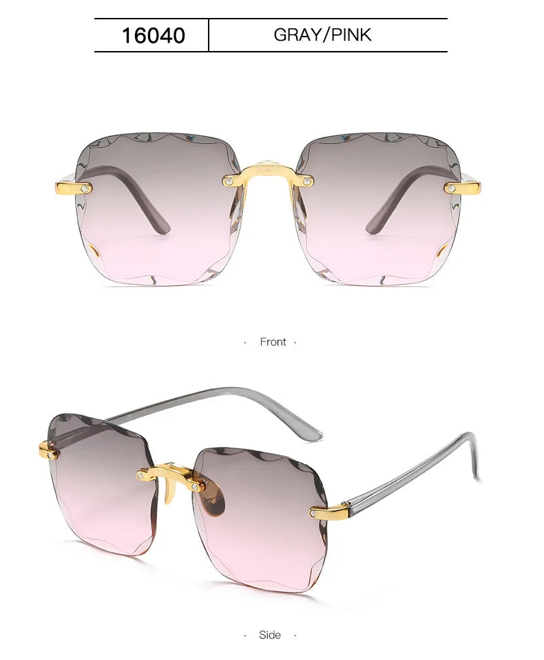 New Rimless Women's Sunglasses Fashion Gradient Lenses Sun glasses Lady Vintage pc Legs Classic Designer Shades sunglasses