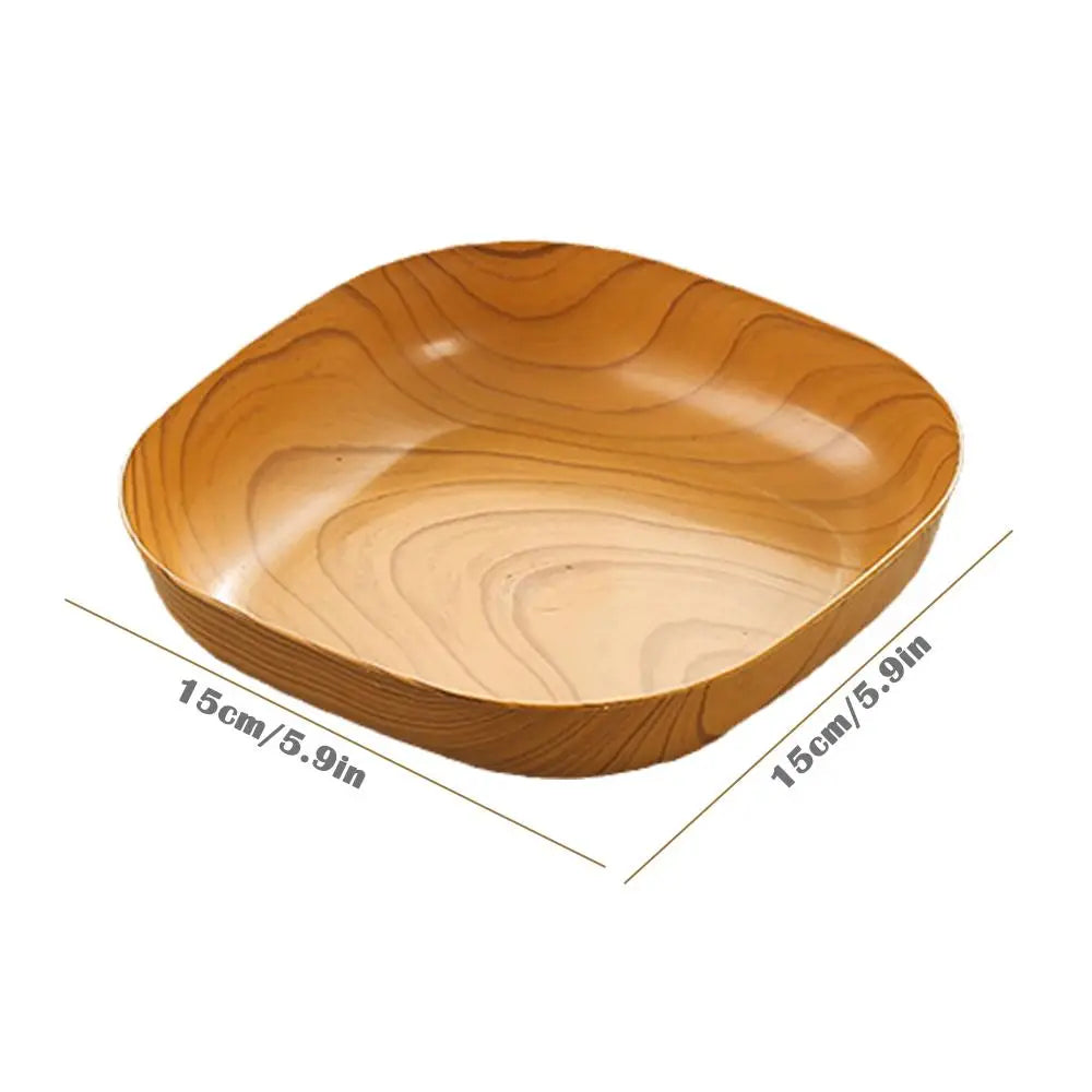 10PCS Japanese-style Plastic Dish Multifunctional Simple Imitation Wood Grain Bone Spitting Dish Household Food Grade Fruit Bowl