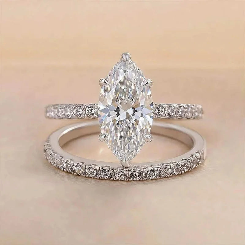 925 Sterling Silver Fashion Classic Marquise Zircon Ring For Women'S Engagement Wedding Luxury High Quality Fine Jewelry s