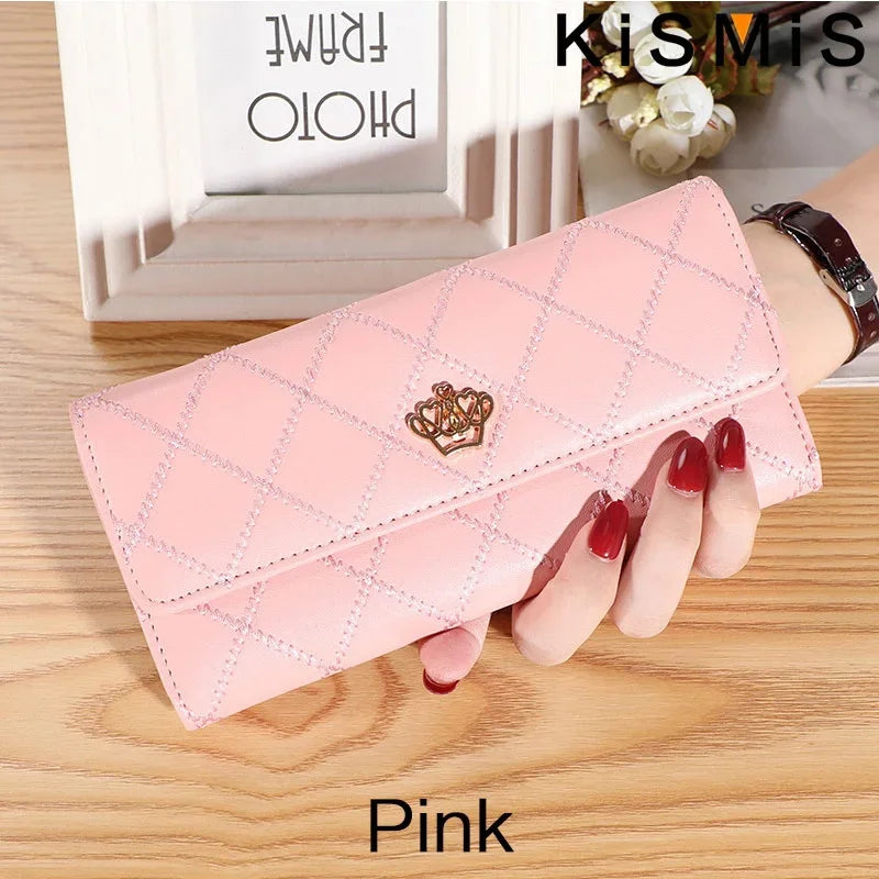Womens Plaid PU Leather Wallet Long Wallet with Phone Bag Coin Pocket Card Holder Slim Purse