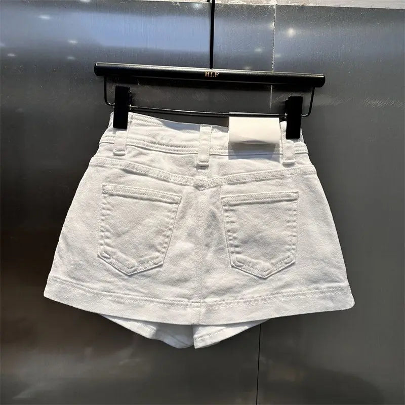 Y2k Denim Skirt Women American Retro Solid Zipper Spring Summer Mini Skirt Fashion High Waist Hot Sexy Slim Faldas Mujer
