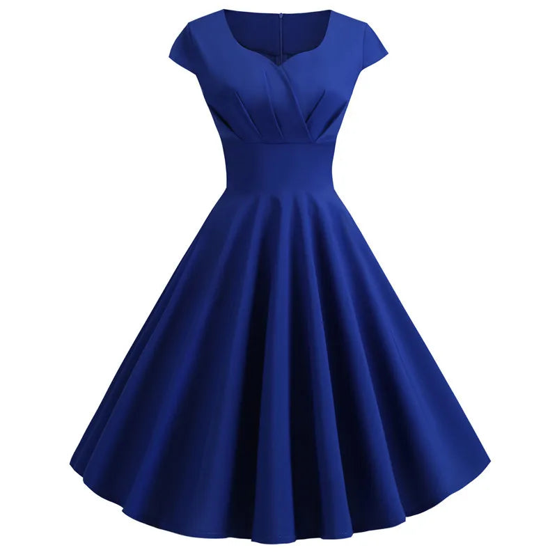 Women's Vintage V-Neck Pink Midi Dress