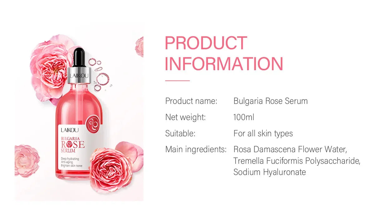 Laikou Rose or Sakura Essence Serum Deep Nourishing Repair Moisturizing Hydrating Anti Aging Facial Treatment Skin Care 100ml