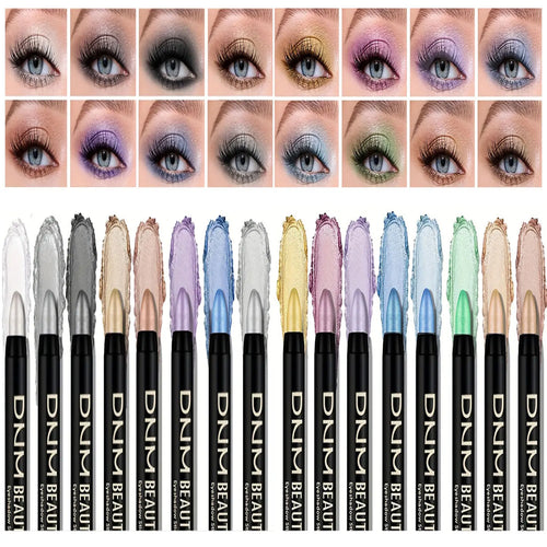 Delineador de ojos perlado 16 colores, a prueba de agua, con purpurina, de larga duración, a prueba de manchas para un glamour todo el día