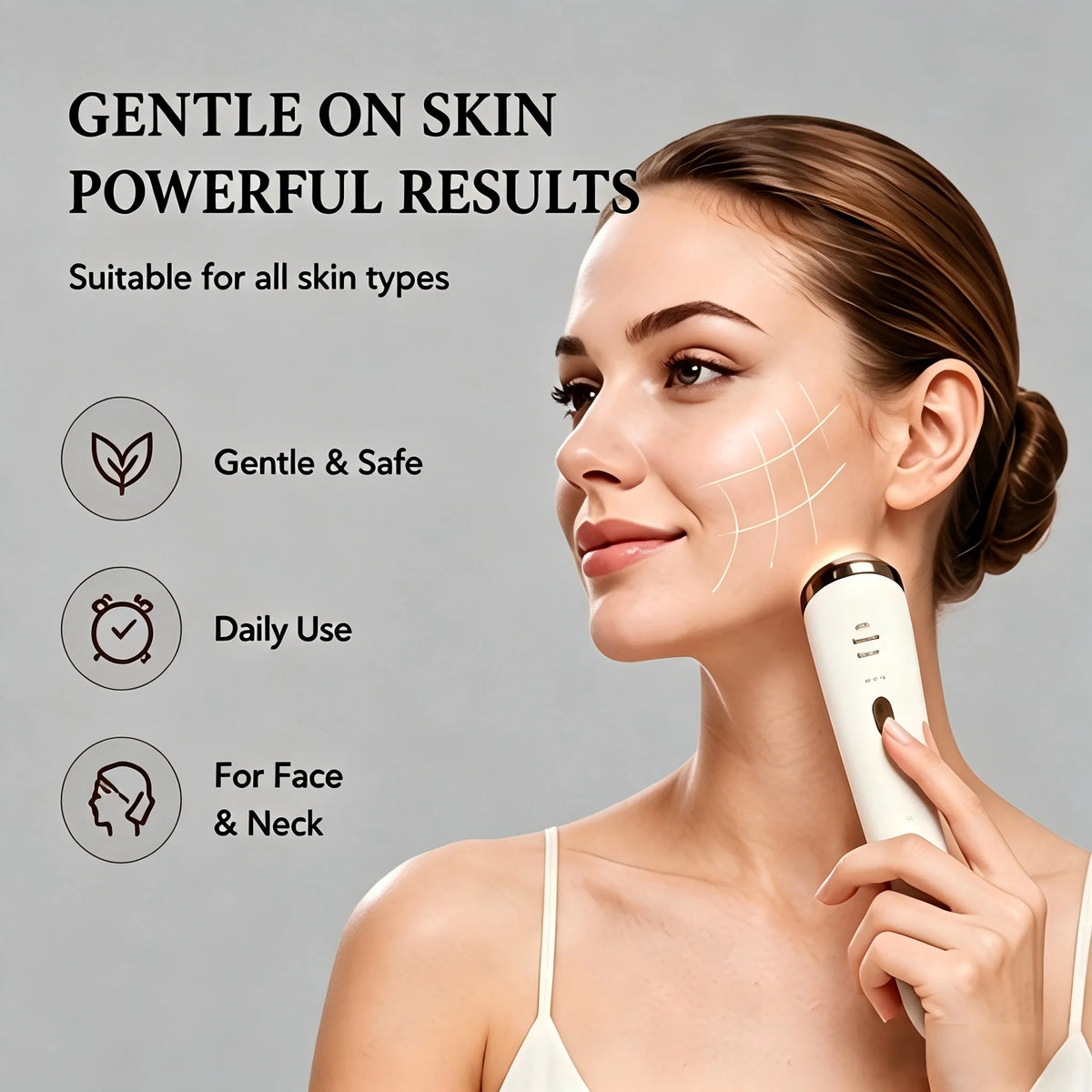 3-in-1 Facial and Neck Massage Skincare Aids, Eye Massagers Skin Tightening USB Charging Beauty Devices, Face Lifting Machine