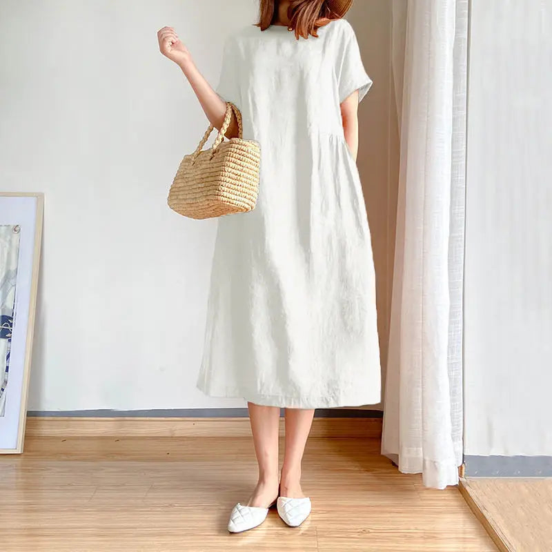 New Long Sleeve Maternity Dress Fashion Clothes for Pregnant Women V-neck Boho  Cotton Linen Loose Lantern