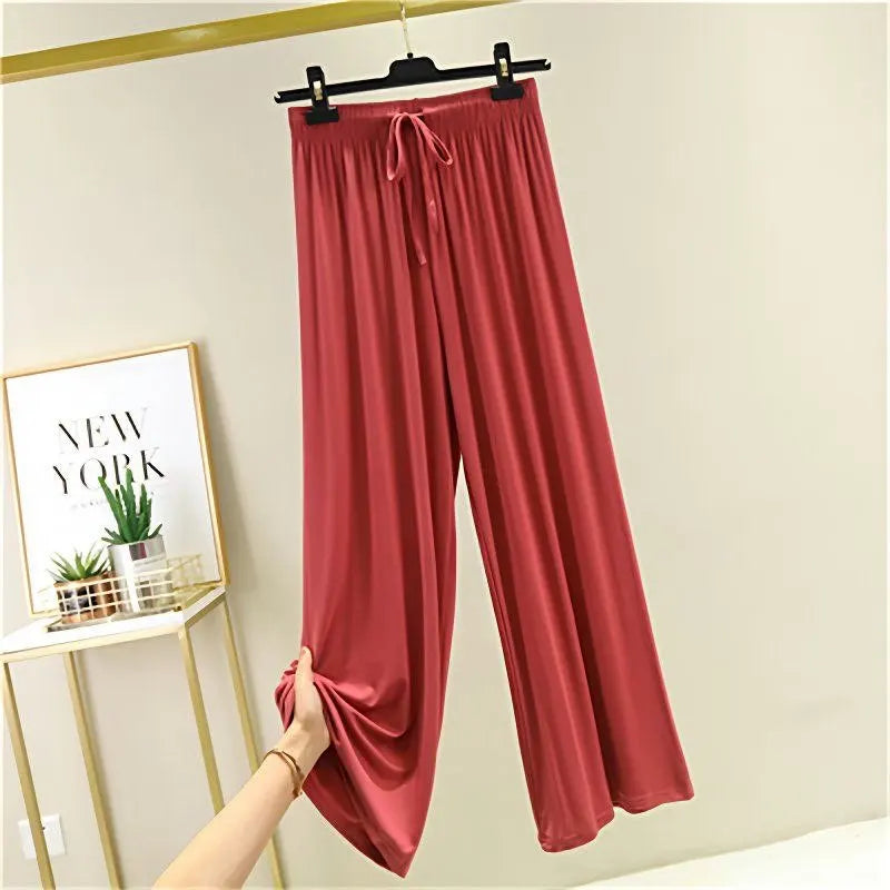 AINICEXIN Women's Wide Leg Pants - High Waist Casual Modal Trousers