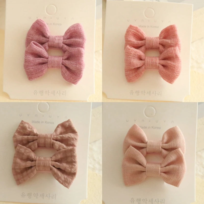 AITOUSHI Girls' Cotton Bow Hair Clips - Handmade Classical Headwear
