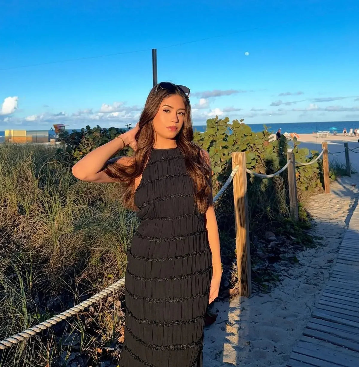 Tossy Spring Fashion Patchwork Long Dress For Women Lace-Up Backless High Waist Solid Holiday Beach Dress Ladies Maxi Dress 2025