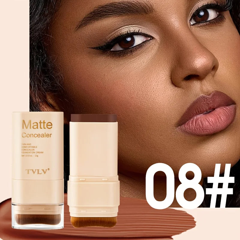2-In-1 Concealer Eraser Dual-Head Foundation Stick With Brush For All Skin Tones Waterproof Non-Caking Nine Colors 15G