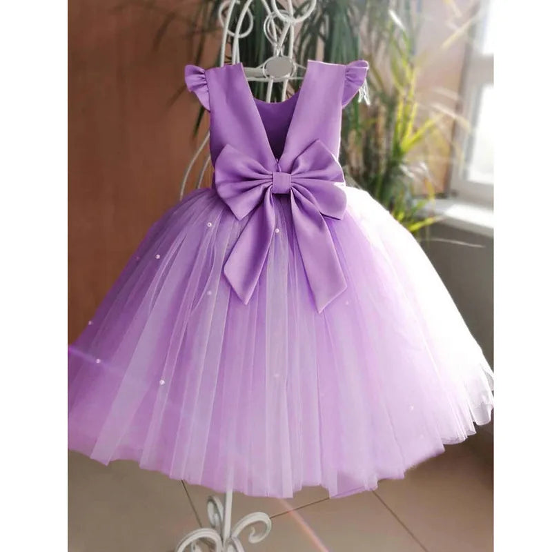 New Girls Puffy Dress Summer Tulle Fashion Little Princess Dress Piano Performance Costume Host Costume 2-10 Years Kids Clothes