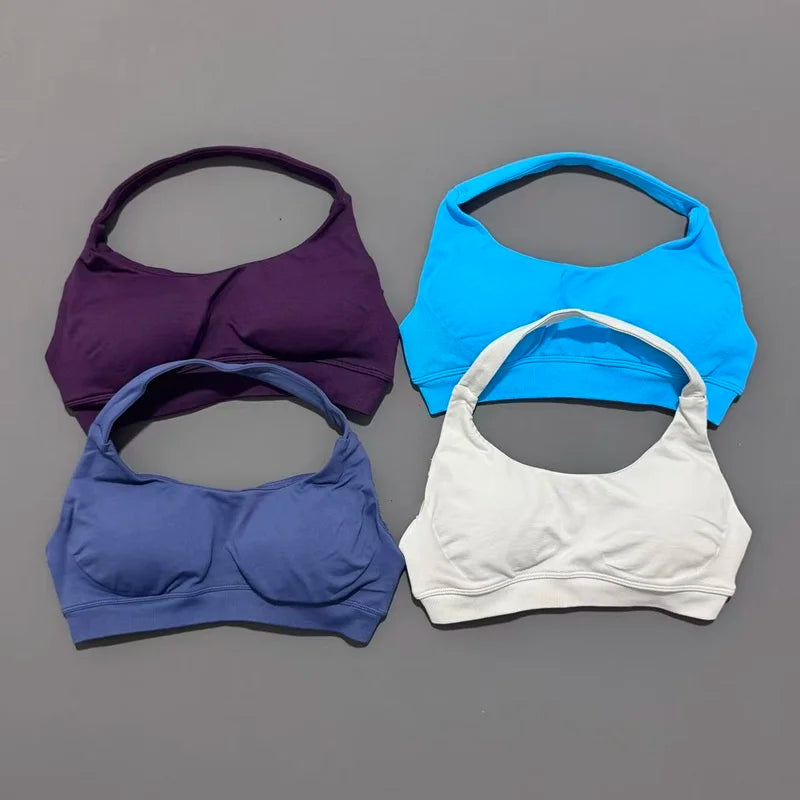 Women Sports Bra Seamless Halter Yoga Clothes Removable Cups Women Workout Clothing Gym Backless Bra Running Workout Tops