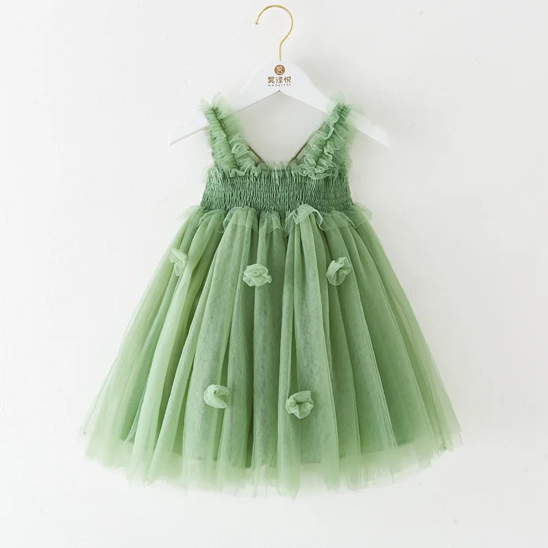Baby Girls Tutu Gauze Butterfly Children's Dress Mesh Suspender Dress 3D Wing Fairy Lovely Baby Princess Dress Birthday Vestidos