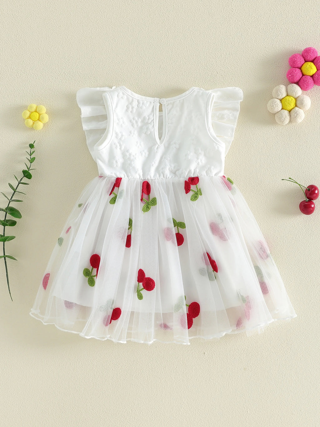 Citgeett Summer Toddler Girls Dress Embroidered Layered Tulle Bowknot Fly Sleeve Casual Dress Clothes