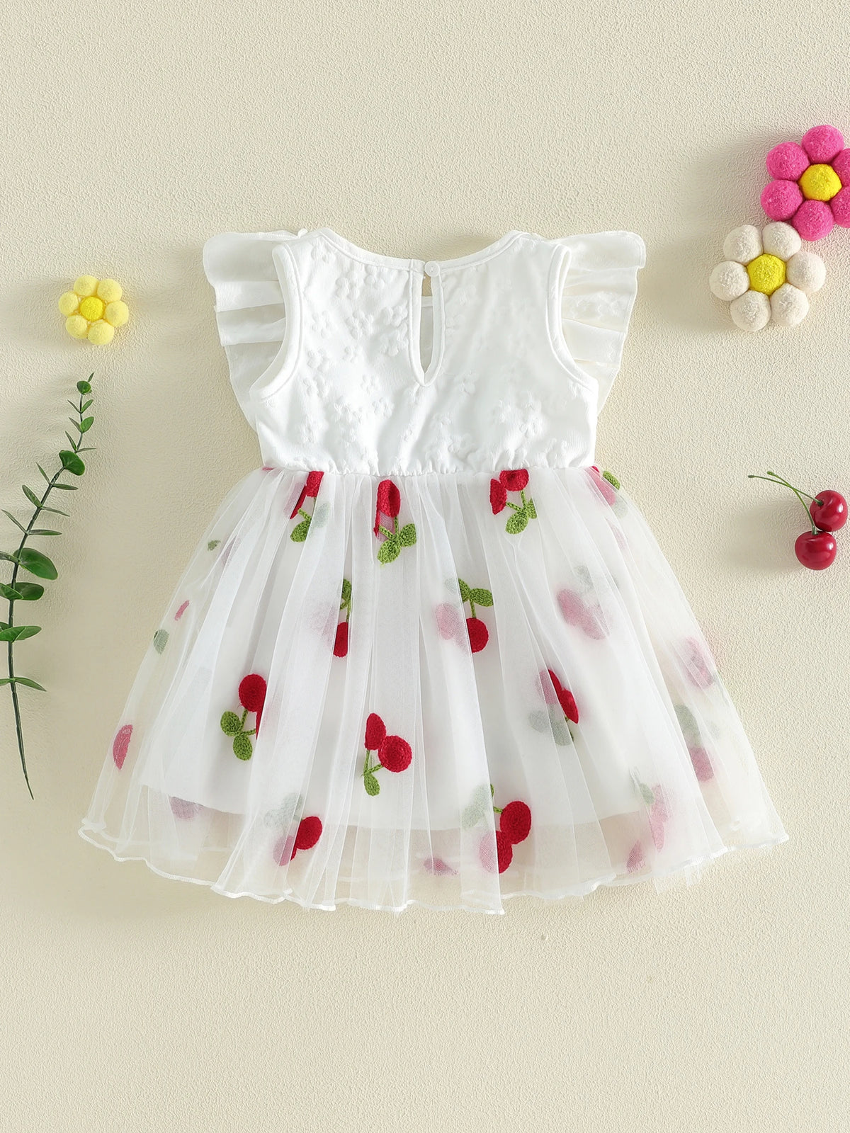 Citgeett Summer Toddler Girls Dress Embroidered Layered Tulle Bowknot Fly Sleeve Casual Dress Clothes