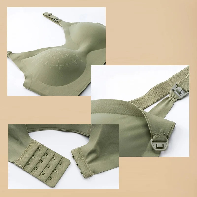 Ultra Thin Laser Cutting Ladies Feeding Bra Removable Padded Breastfeeding Bras Plus Size Push Up Maternity Nursing Bra