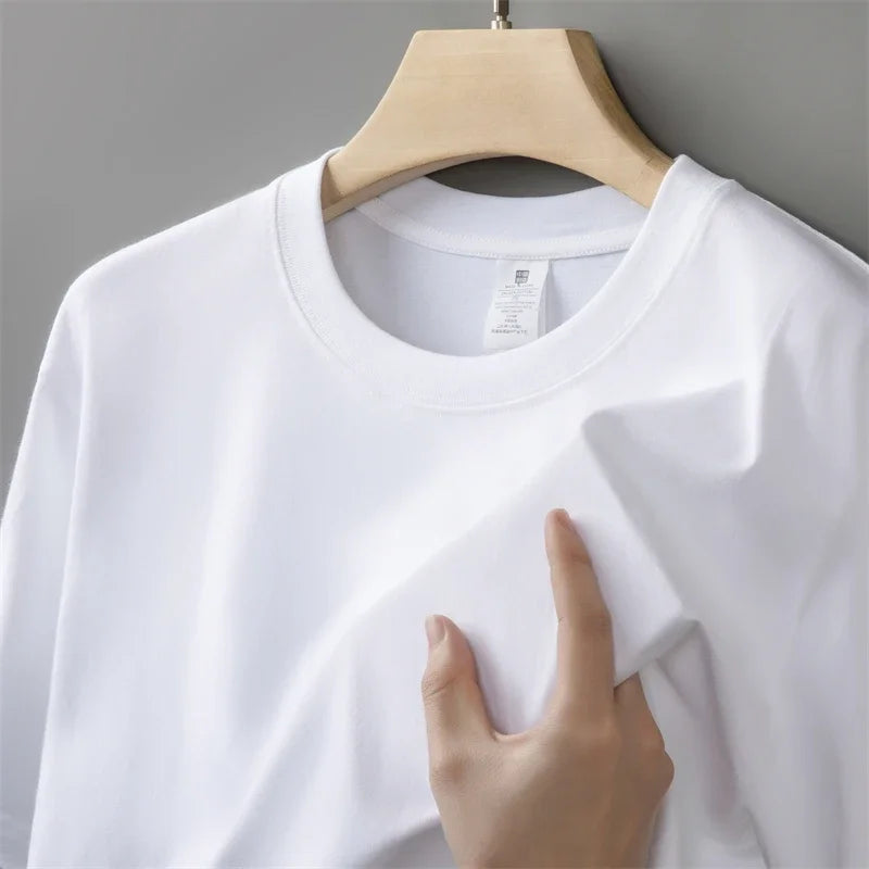 Men's Oversized Cotton T-Shirt - Short Sleeve Casual Crew Neck Top