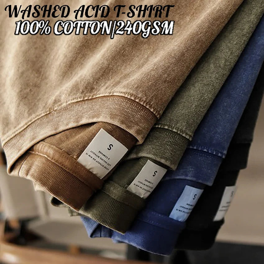 Men's Oversized Cotton T-Shirt - Short Sleeve Vintage Y2K Style