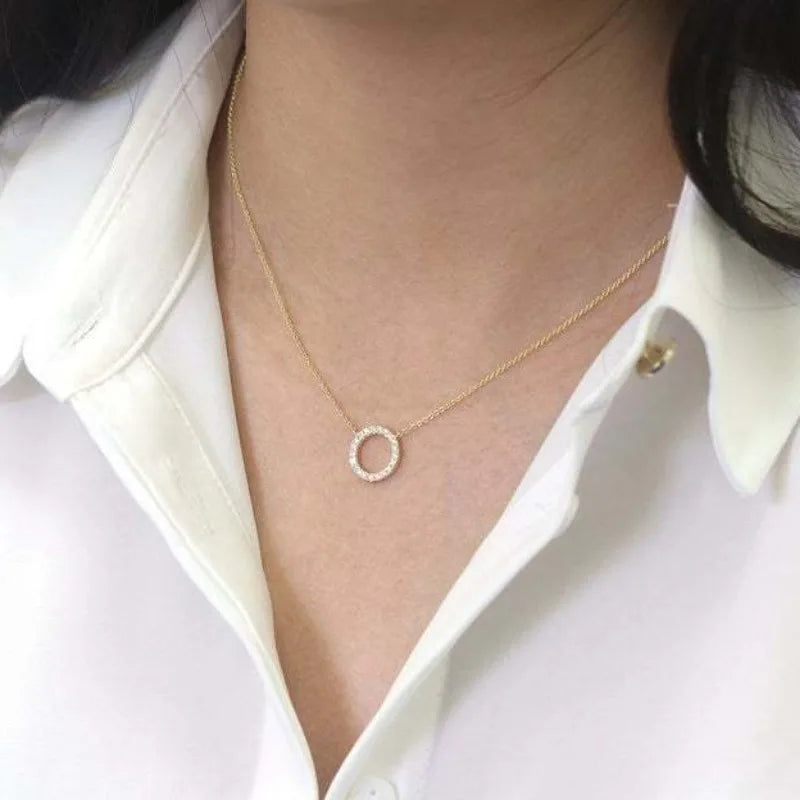 Fashion Trend Elegant Crystal Circle Pendant Necklace