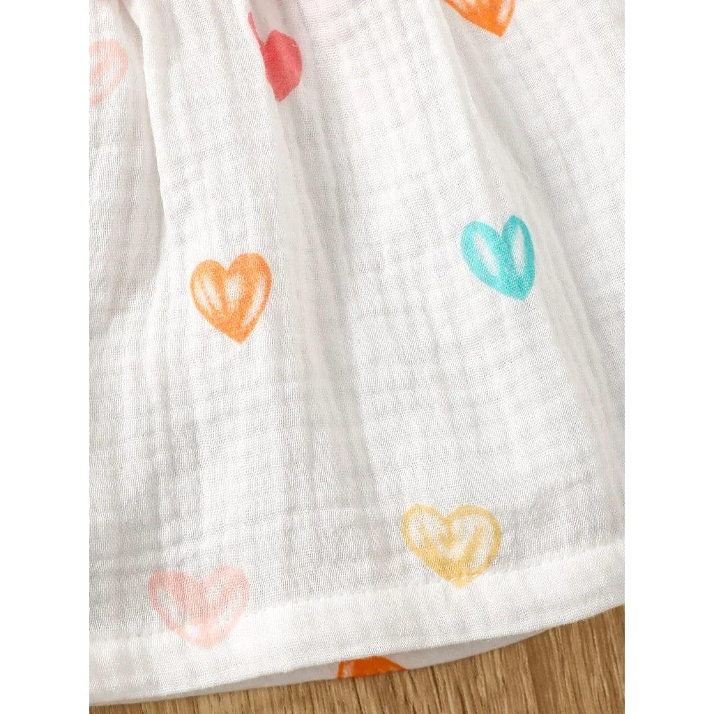 2Pcs Dress Clothes Set Newborn Baby Girl Love Print Sleeveless Dress With Hat Summer Fashion Cute Wear For Infant Girl 0-9Months