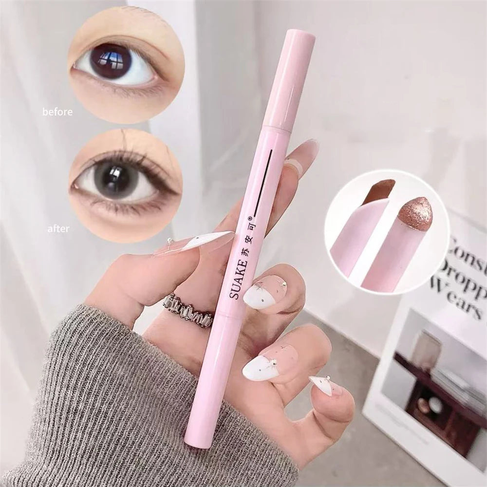 Dual End Glitter Matte Aegyosal Pen Brightening Highlight & Shadow Stick Eye Makeup Lying Silkworm Eyeliner Gel Pencil 애교살 펜