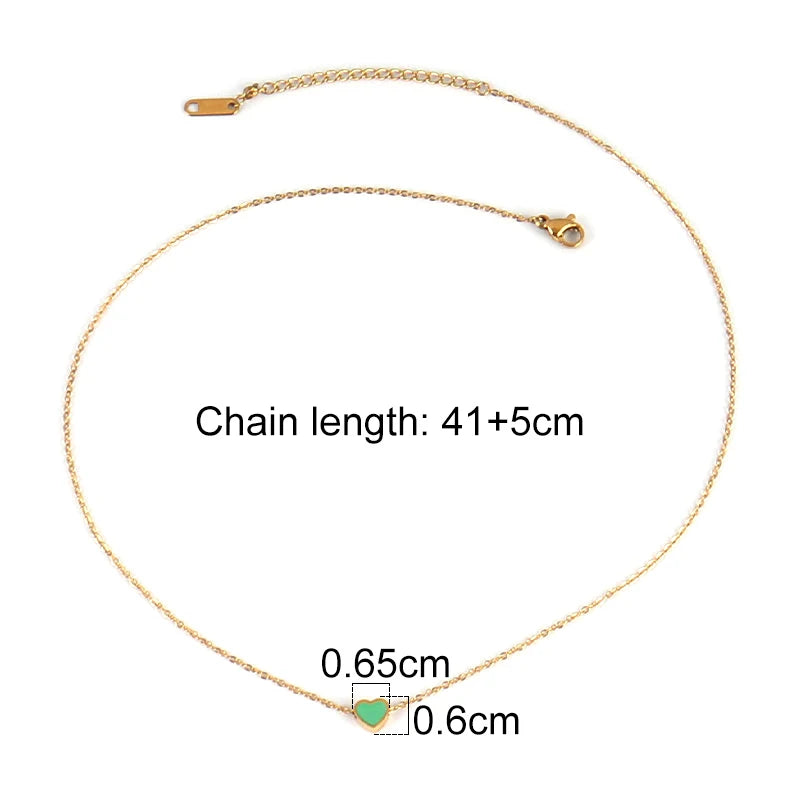 Female 316L Stainless Steel Necklace for Women Color Love Heart Pendant Necklace Heart Charm Necklace Fashion Jewelry Gifts