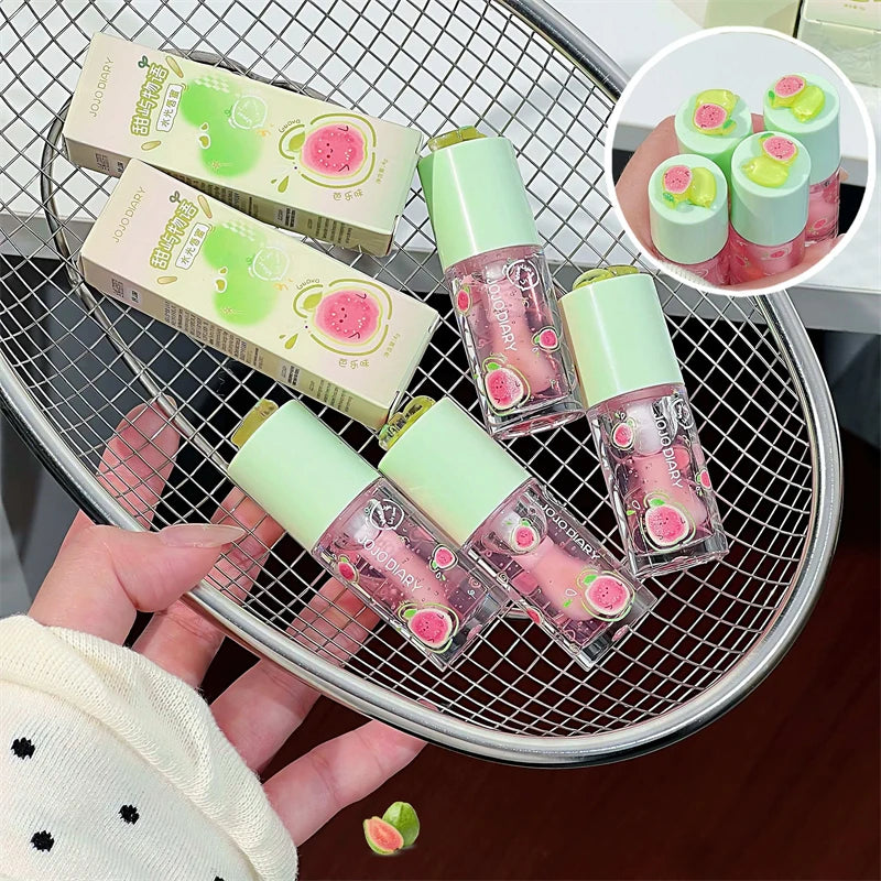 Guava Peach Lip Oil Plump Moisturizing Non-sticky Hydrating Lip Gloss Long-lasting Clear Liquid Lip Balm Make Up Korean Beauty