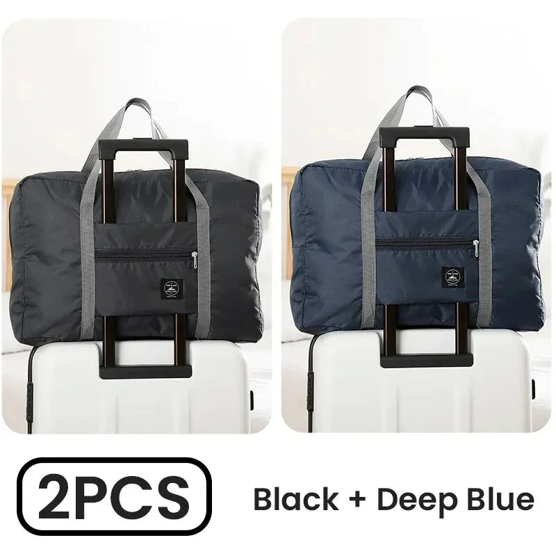 2-Pack Foldable Travel Duffel Bag - Oxford Carry-On Weekender Tote