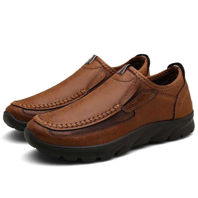 PUAMSS Men's Slip-On Loafers | Breathable Leather Casual Shoes