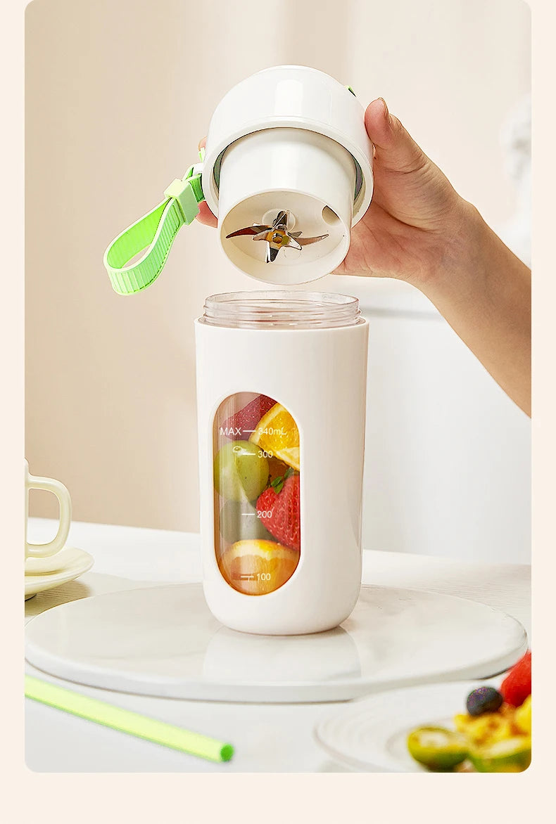 Wireless Portable Juice Cup, Kitchen and Outdoor Tool, with a 12-Blade Cutter Head, Easy to Operate and Convenient to Clean.