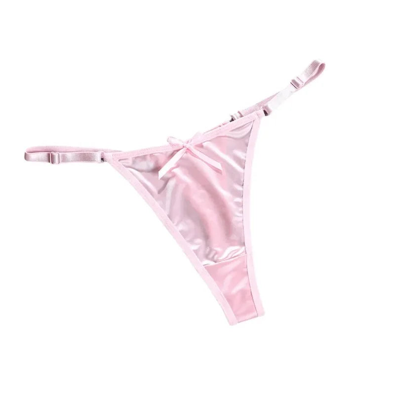 Sexy Women's Satin Soft G-Strings Thongs T-Panties Low Waist Bow Briefs Shorts Comfortable Female Underwear Трусы Женские