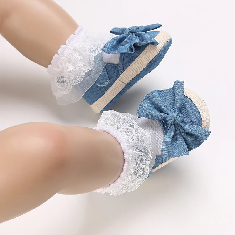 Blue 0-18M baby sandals for girls PU butterfly dew toe solid summer outdoor soft sole non slip rubber baby shoes for learning to