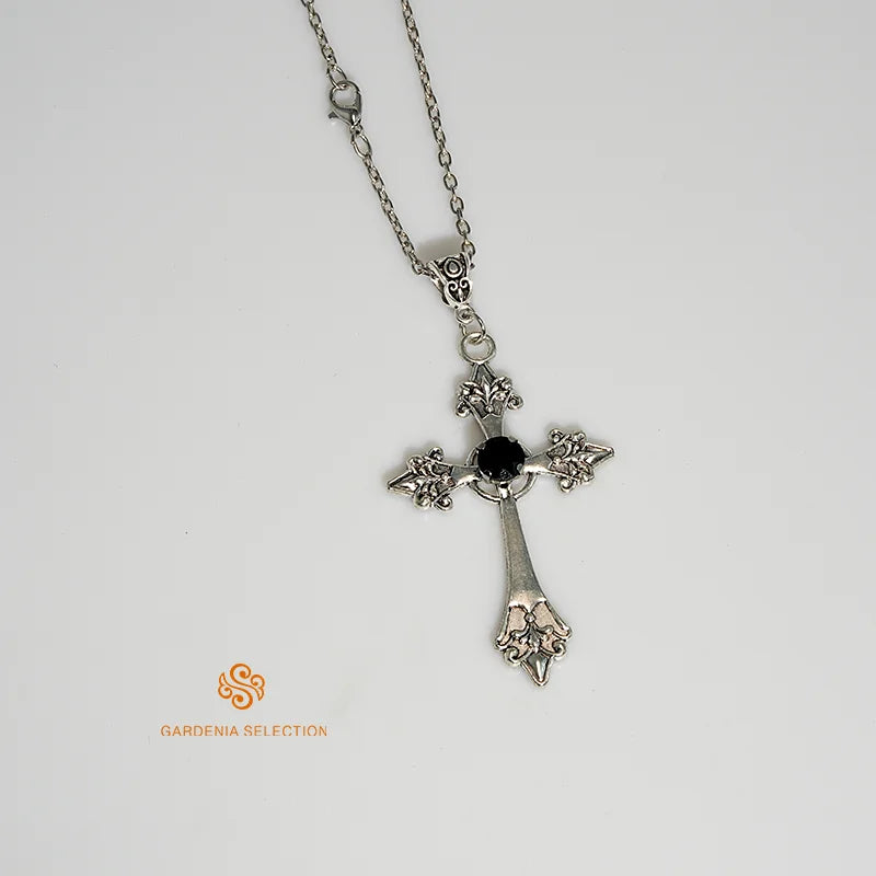 Punk Crystal Cross Pendant Necklace Gothic Clavicle Necklace Aesthetic Jewelry Men'S Women'S'S Gifts
