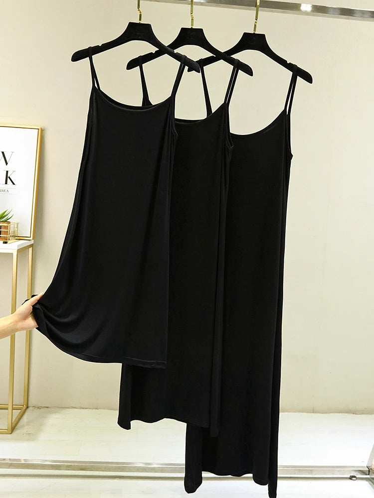 Modal Sleeveless Vest Dress Women Summer Thin Base Layer Color Block Casual round Neck Scene Casual July Deer Brand Dress
