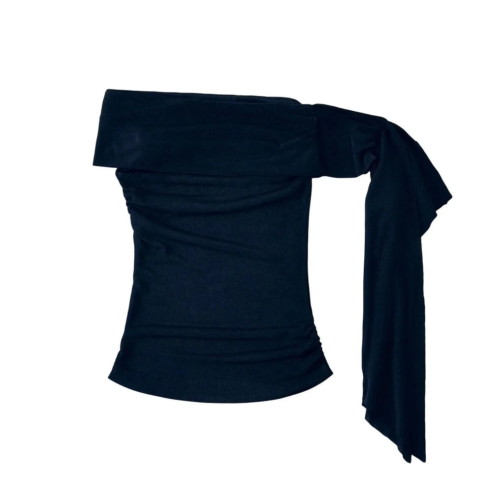 Sweet Sexy Bodycon Short Sleeve T-Shirt Shoulder Bared Pure Color Slimming Top for Trendy Women Summer Thin Fabric Cute Style