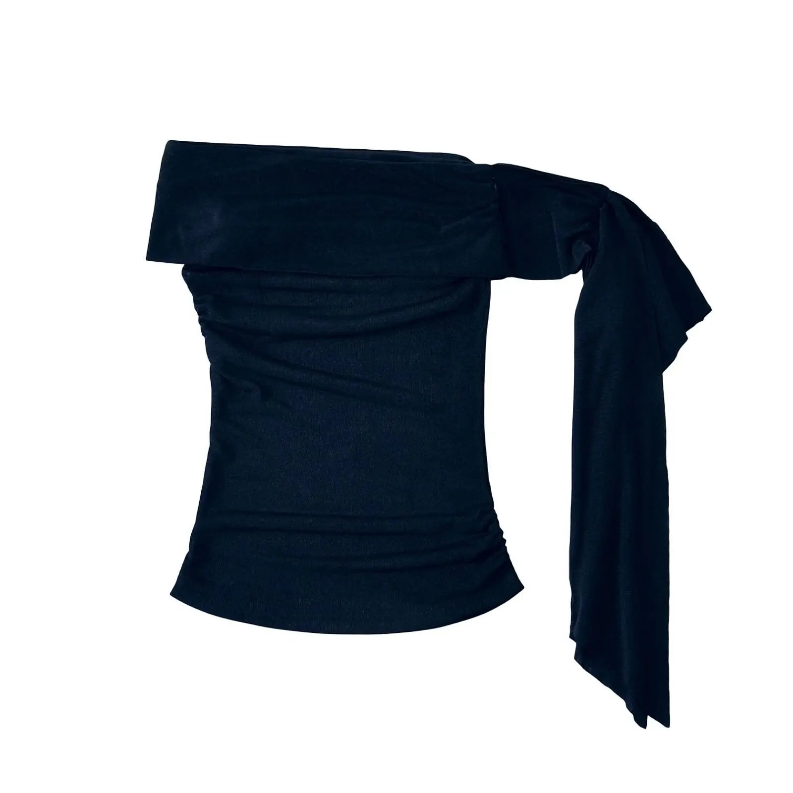 Sweet Sexy Bodycon Short Sleeve T-Shirt Shoulder Bared Pure Color Slimming Top for Trendy Women Summer Thin Fabric Cute Style