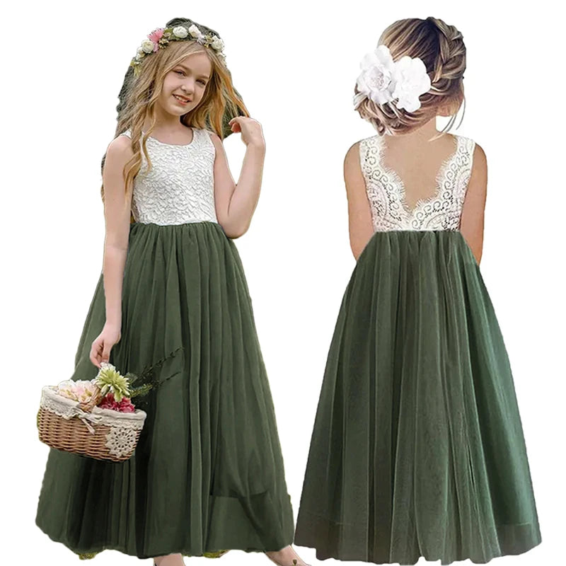 New Flower Girl Dress Baby Kids Summer Princess Party Lace Wedding Birthday Dresses Children Clothing 2 4  6 8 10 12 14